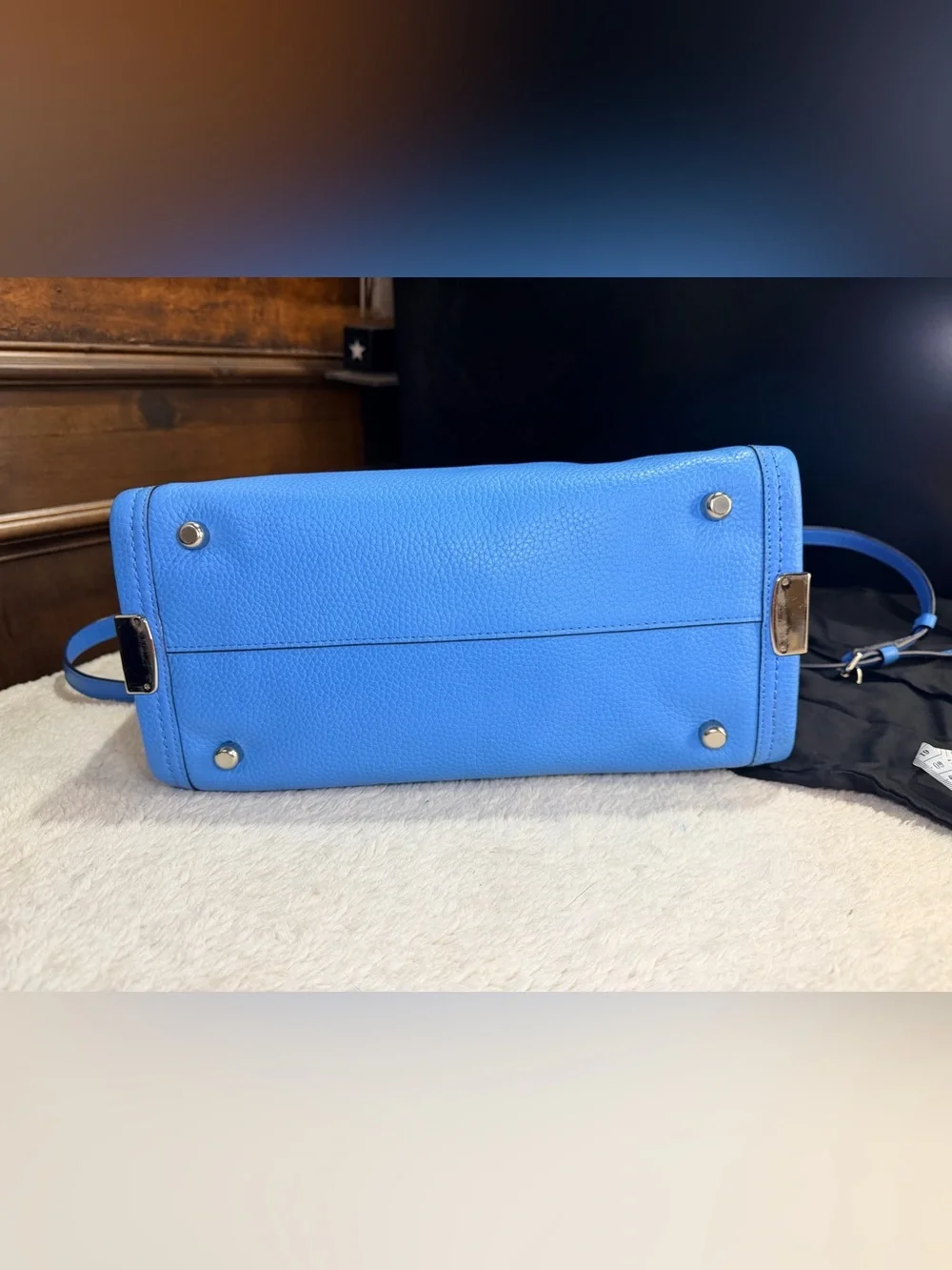 25. NEW Coach Lapis Blue Pebbled Leather Mini Satchel with Silver Hardware
